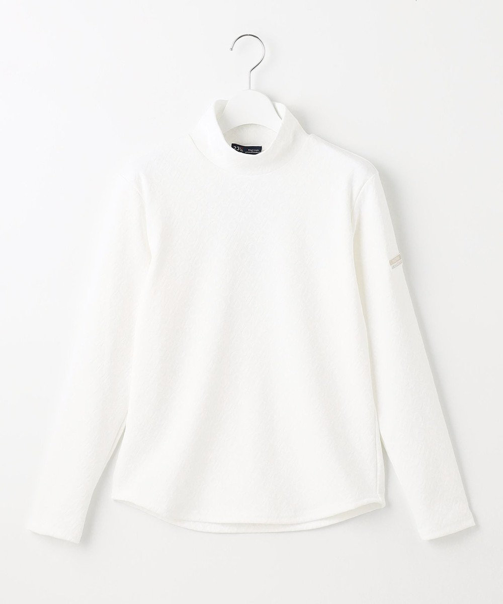 23区GOLF 【WOMEN】【日本製】ロゴジャガード モックネックシャツ ホワイト系