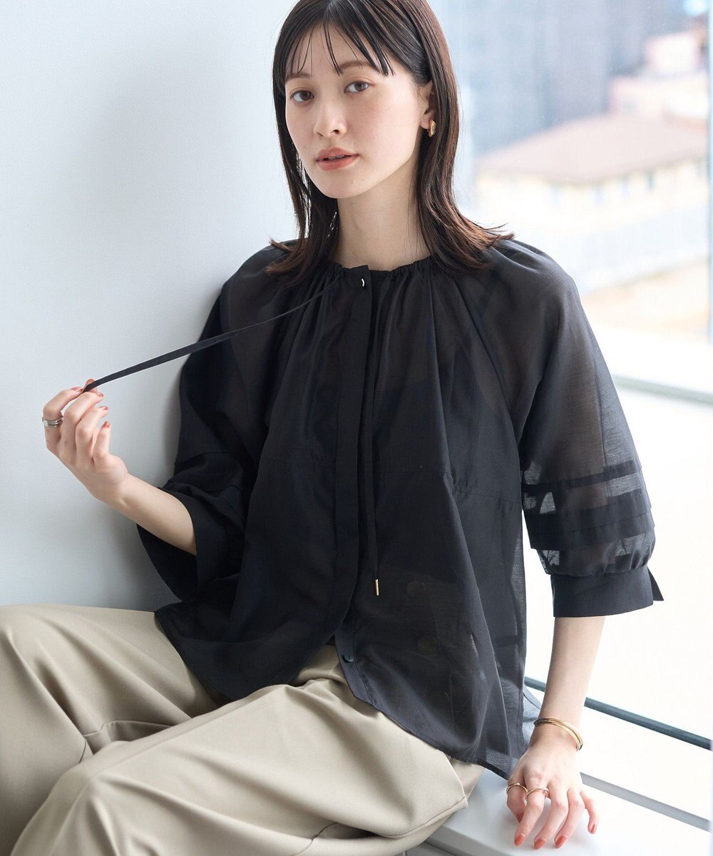 YECCA VECCA タックスリーブシアーシャツ 