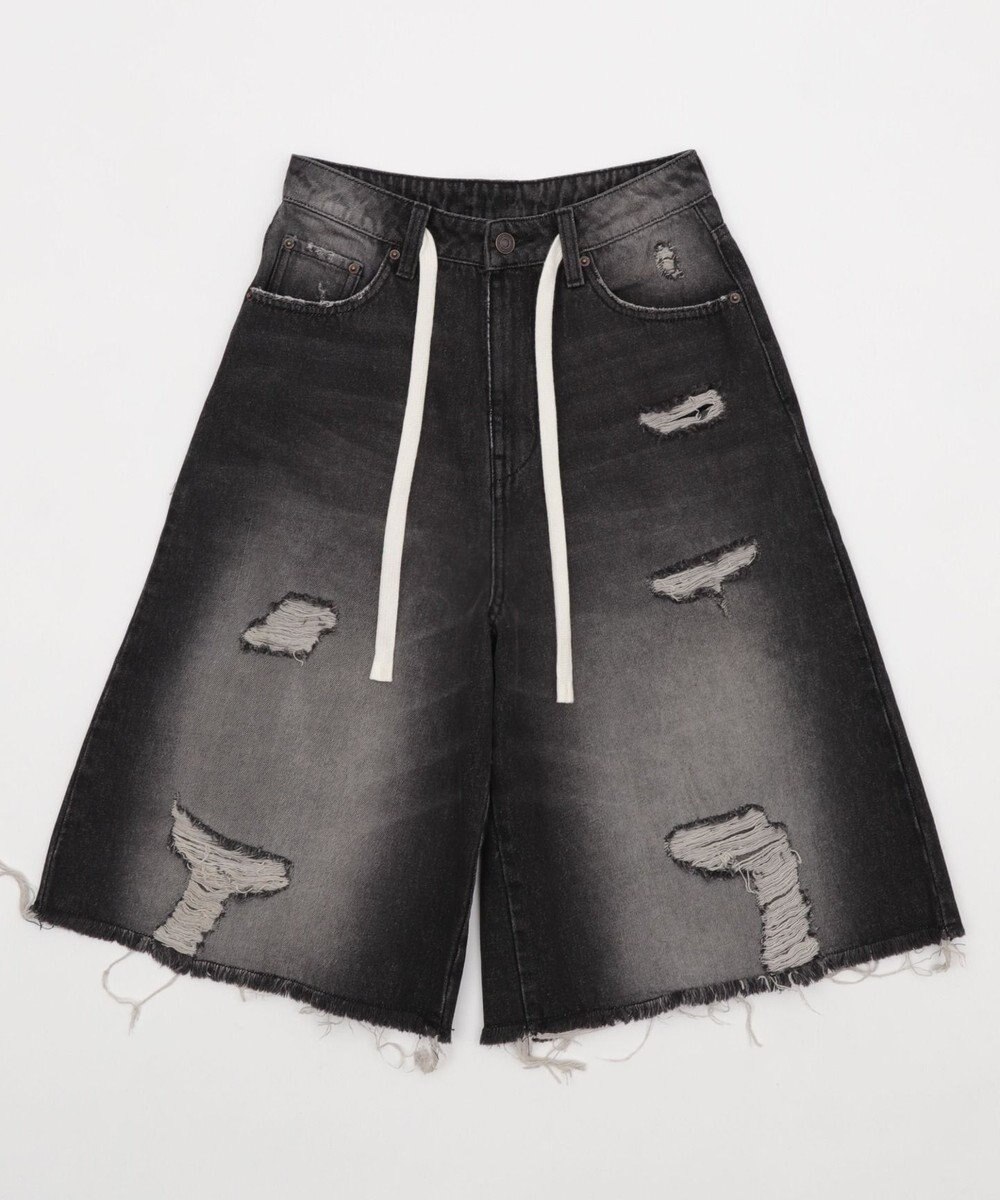 WEGO 【SMサイズ展開】ヴィンテージウォッシュダメージバギーハーフパンツ 
