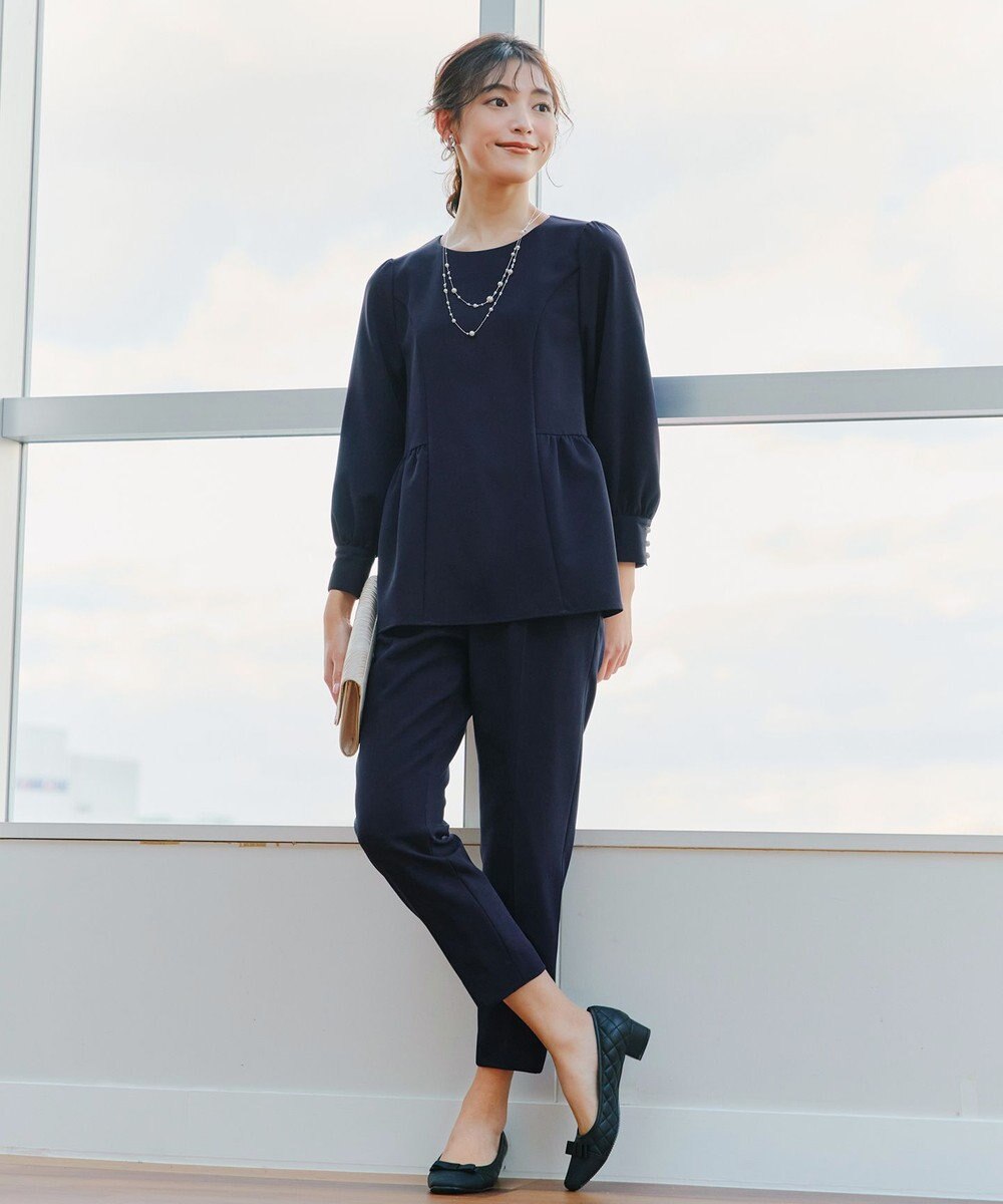 Tiaclasse 【ダブルクロス】パフスリーブペプラムチュニックブラウス 