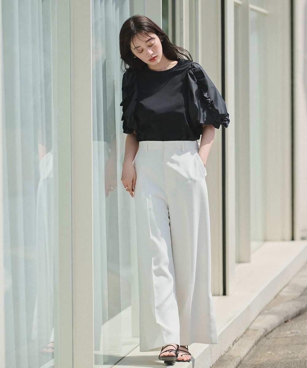 #Newans 【撥水・吸水速乾】コンビネーションフリルスリーブカットソー 