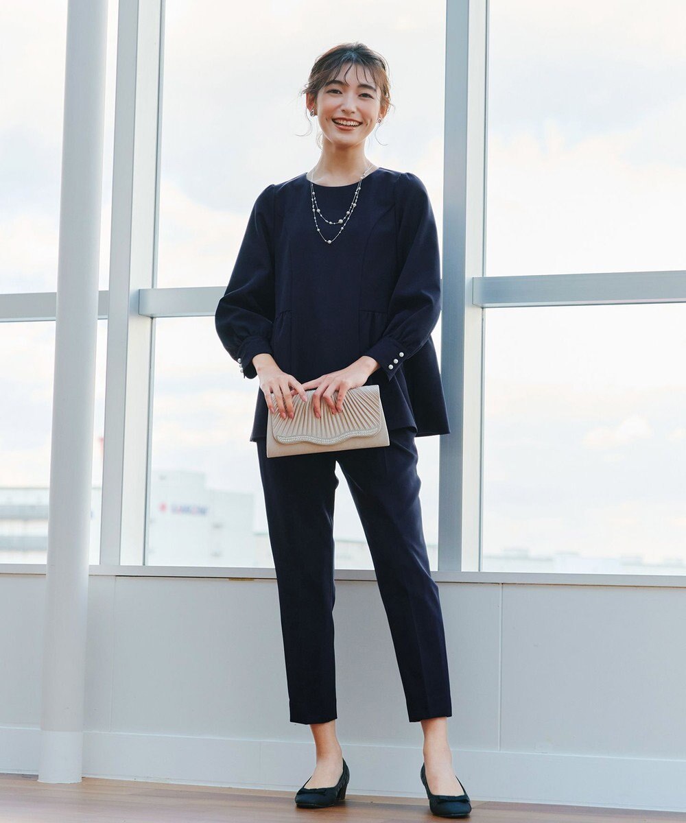 Tiaclasse 【ダブルクロス】パフスリーブペプラムチュニックブラウス 