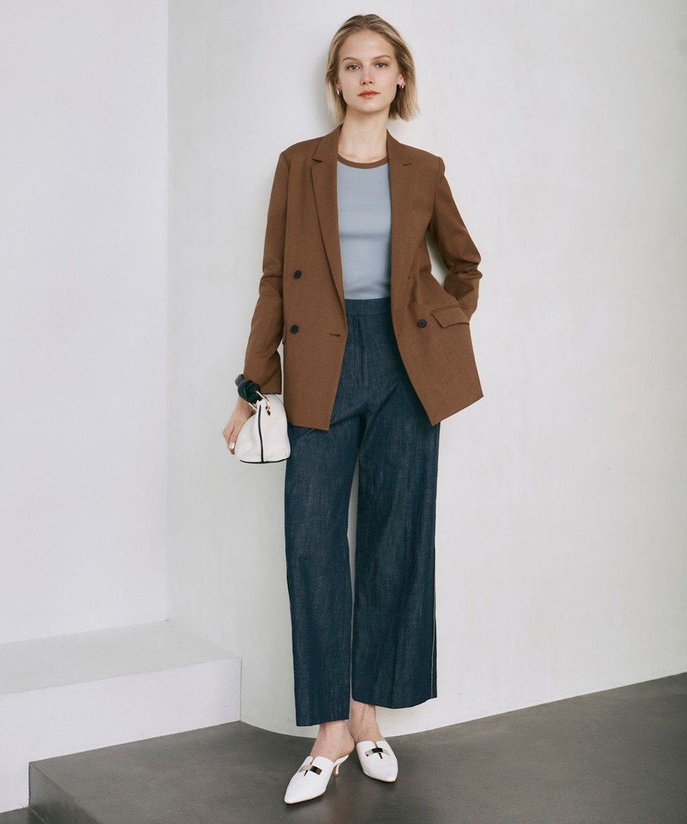 ICB 【接触冷感・UVケア・撥水・洗える】LooseWeave ダブルブレストジャケット 