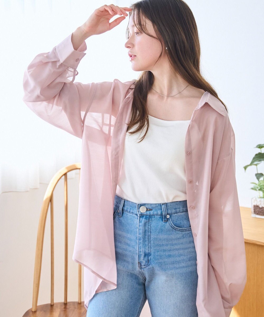 WEGO 【シワになりにくい/手洗い可】シアーBIGシャツ 