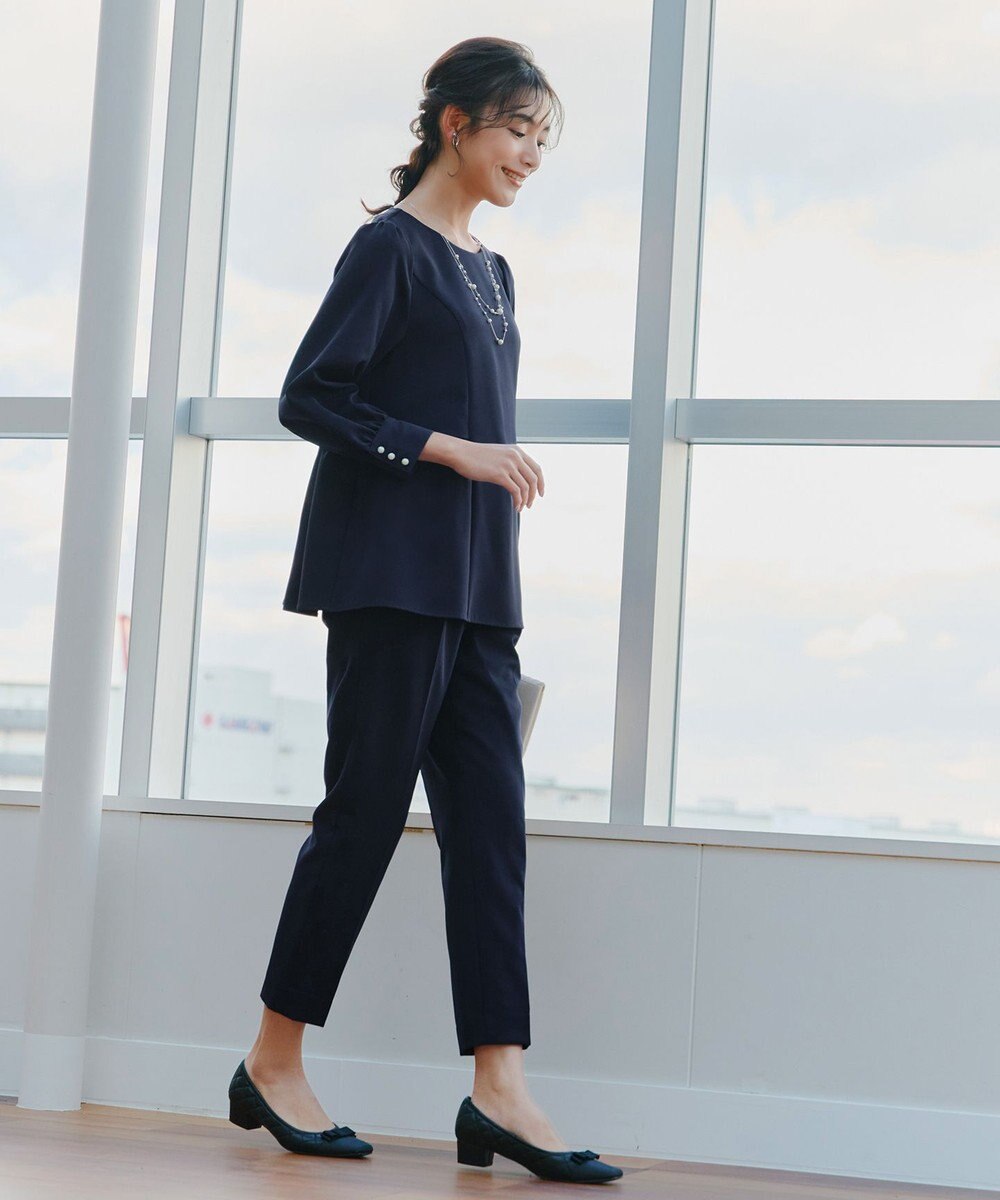 Tiaclasse 【ダブルクロス】パフスリーブペプラムチュニックブラウス 