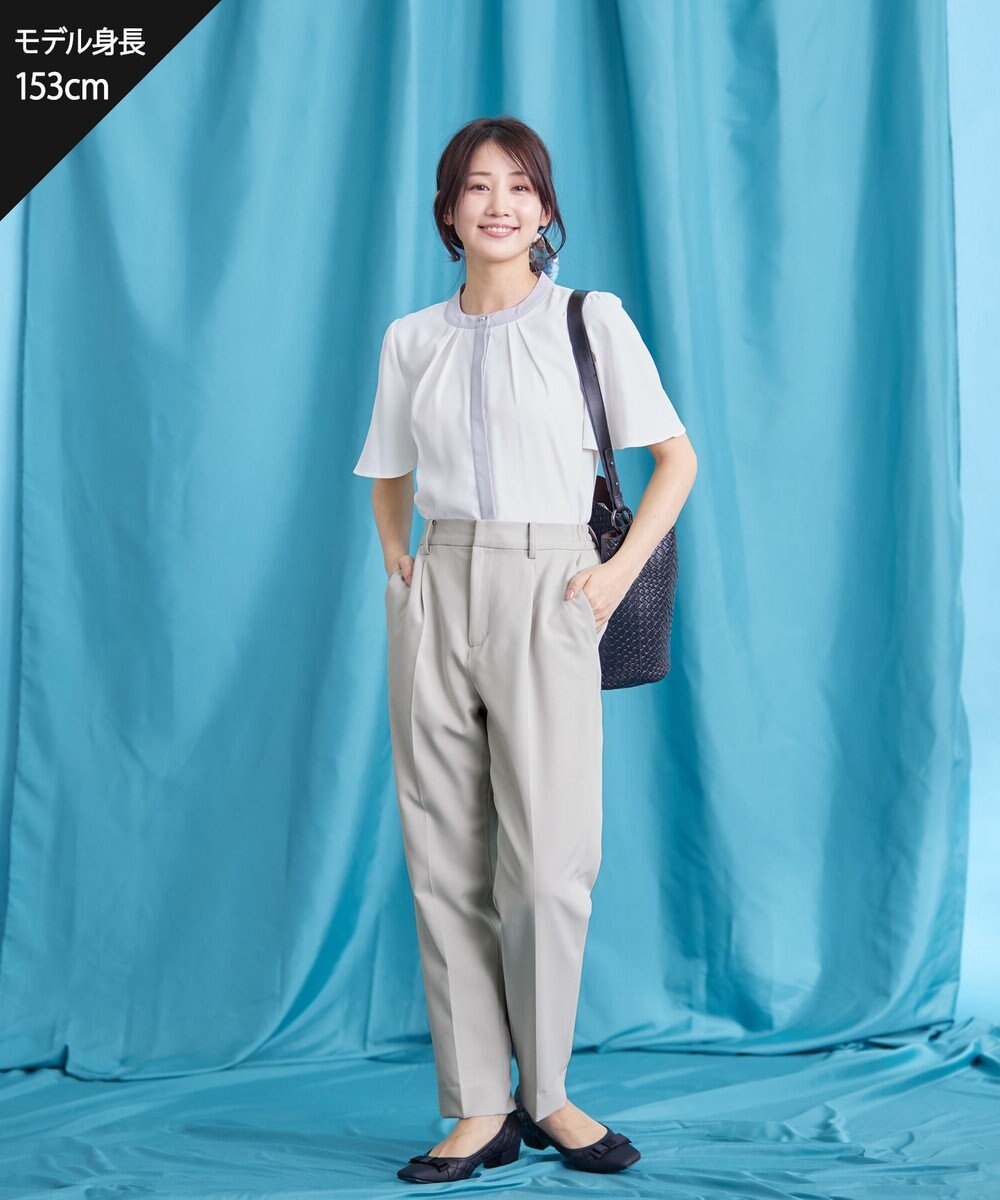 Tiaclasse 【新色追加・洗える】フロントタック配色ブラウス 