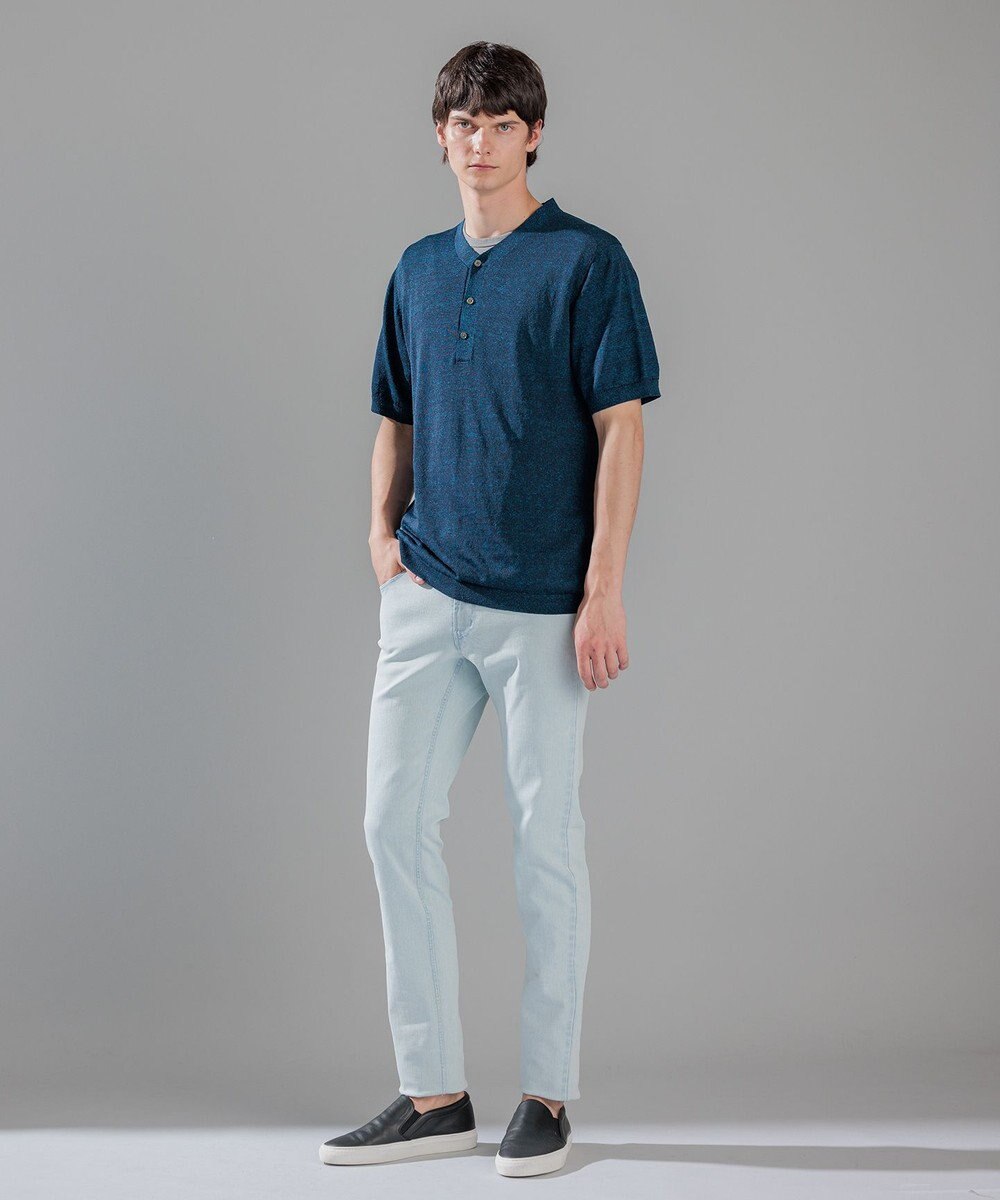 JOSEPH HOMME リネンナイロンプレーン　半袖ヘンリーネックニット 
