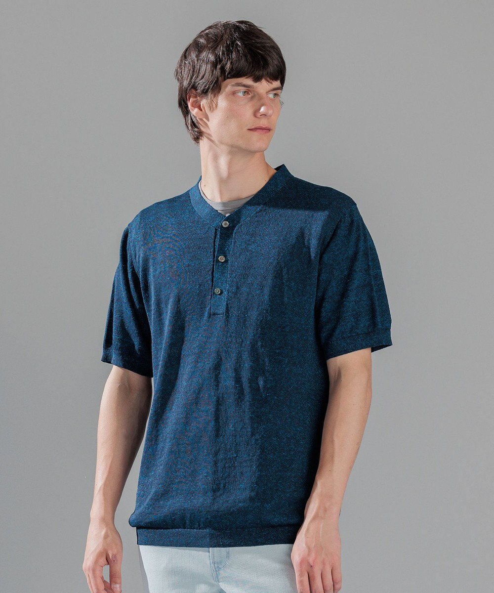 JOSEPH HOMME リネンナイロンプレーン　半袖ヘンリーネックニット 