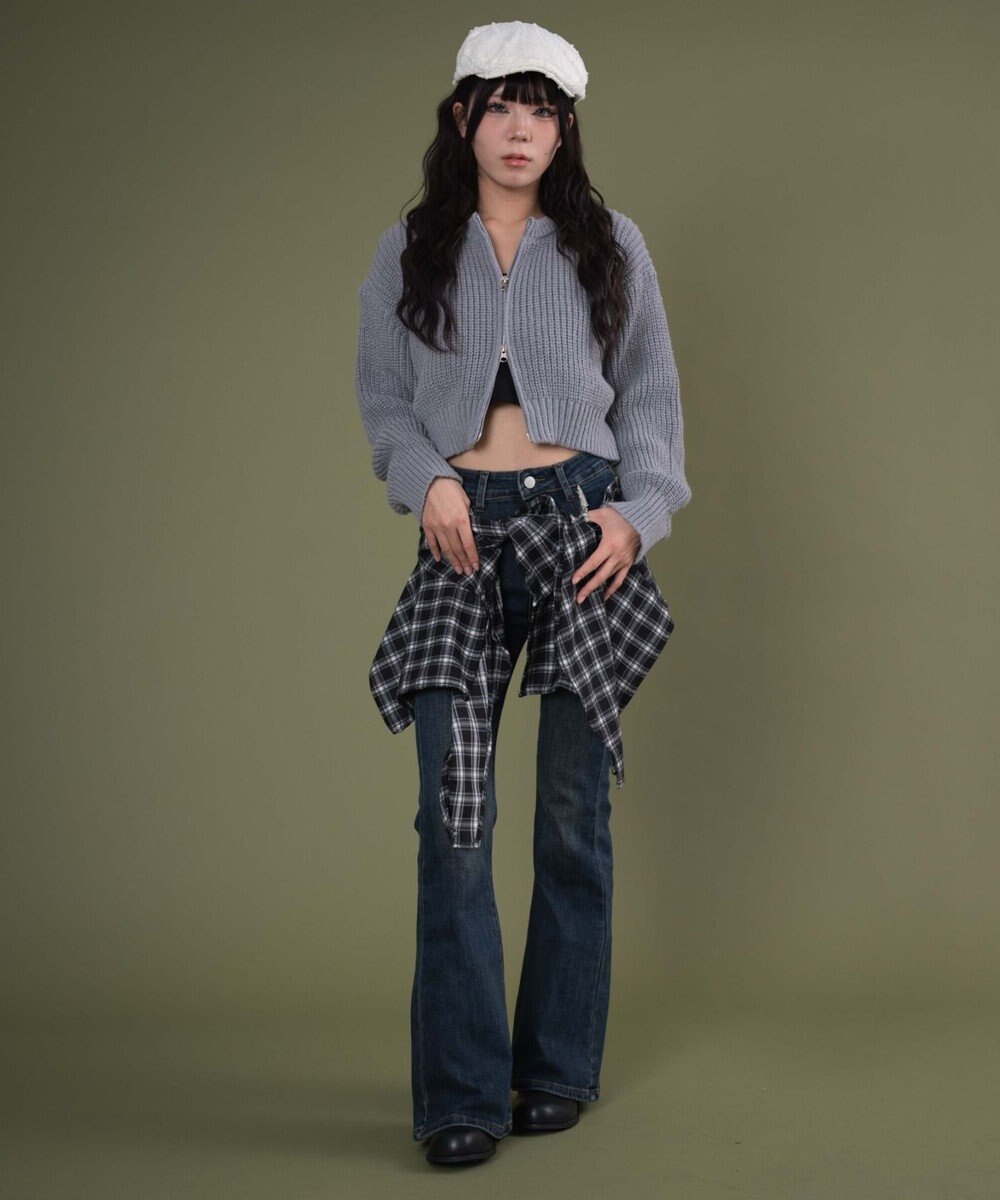 WEGO ダブルZIPニットカーデ 