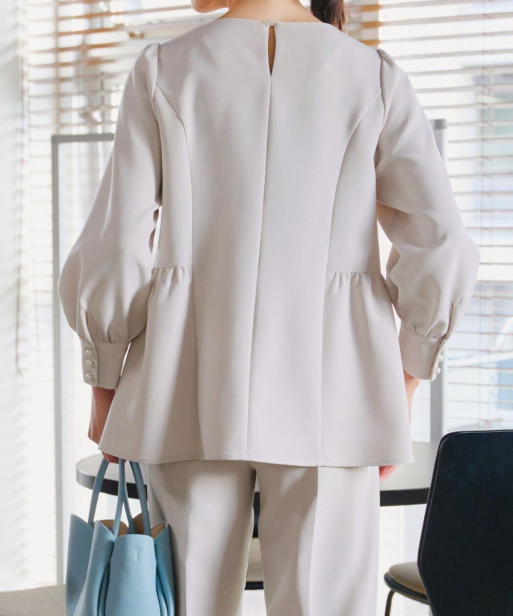 Tiaclasse 【ダブルクロス】パフスリーブペプラムチュニックブラウス 