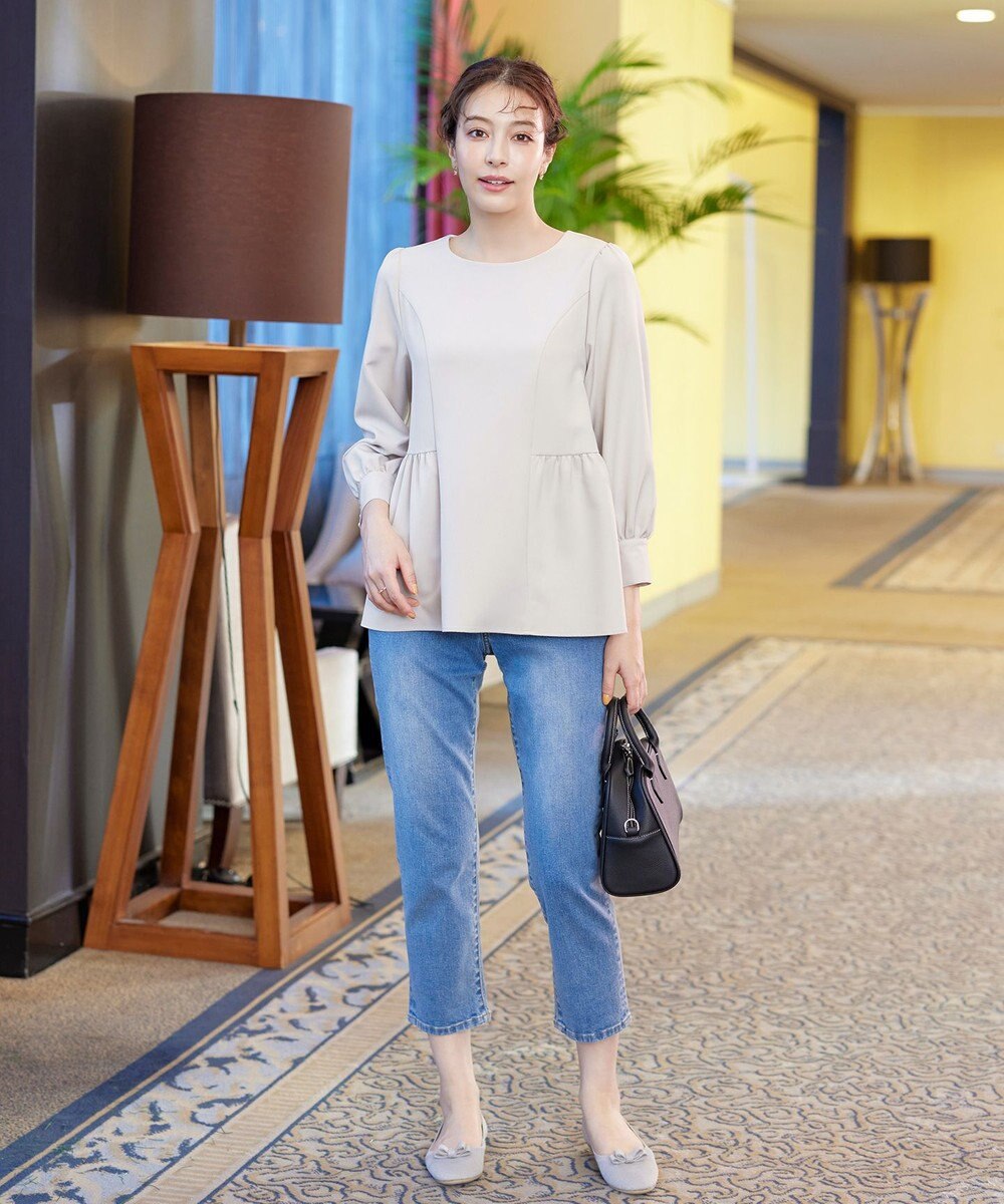 Tiaclasse 【ダブルクロス】パフスリーブペプラムチュニックブラウス 