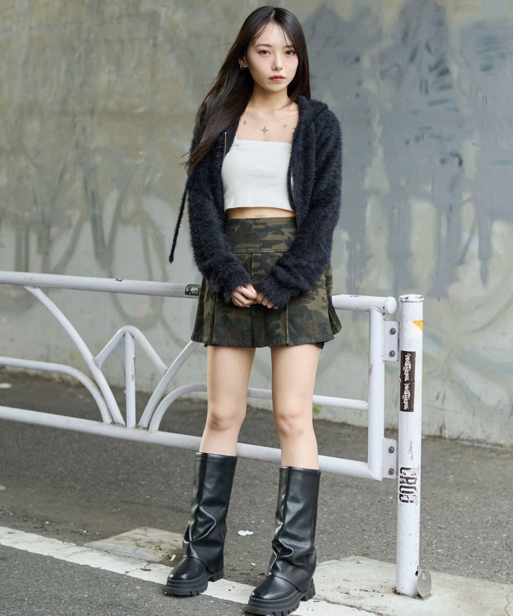 WEGO 【25秋冬新作】シャギーニットジップパーカー 