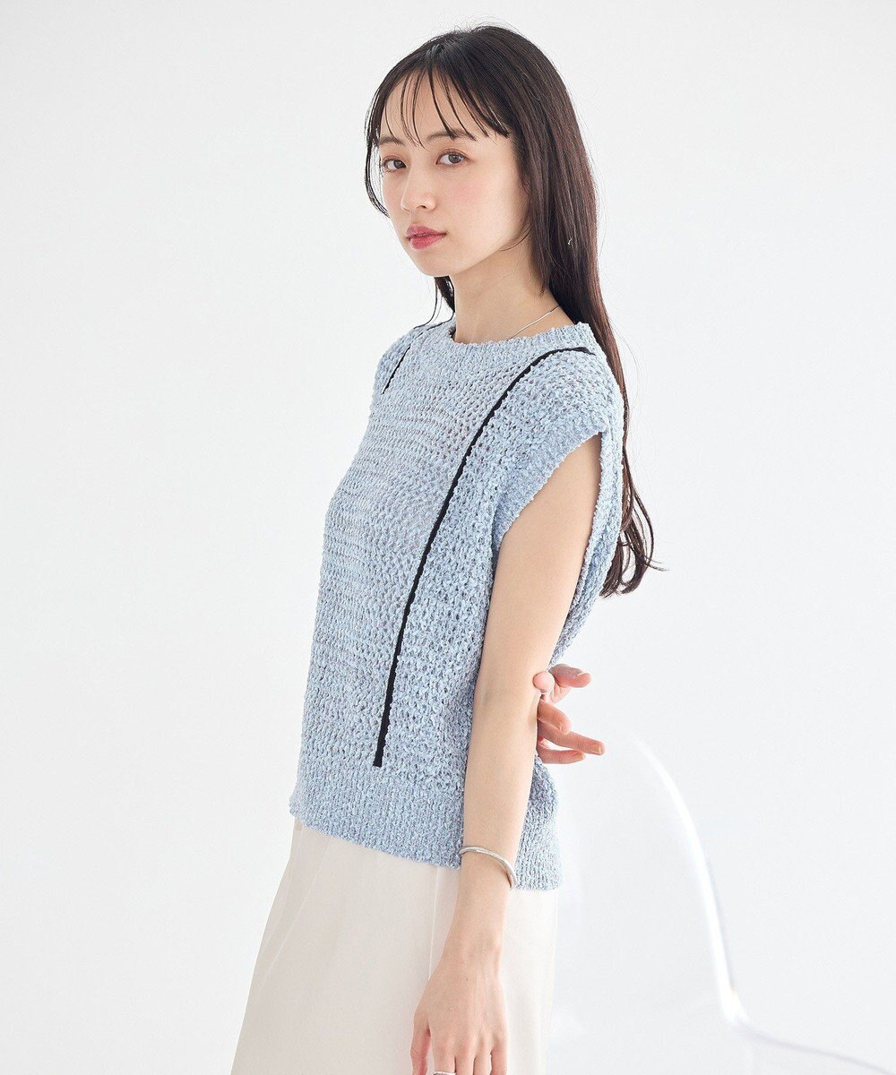 earth music&ecology 配色ラインＭＩＸニットベスト 