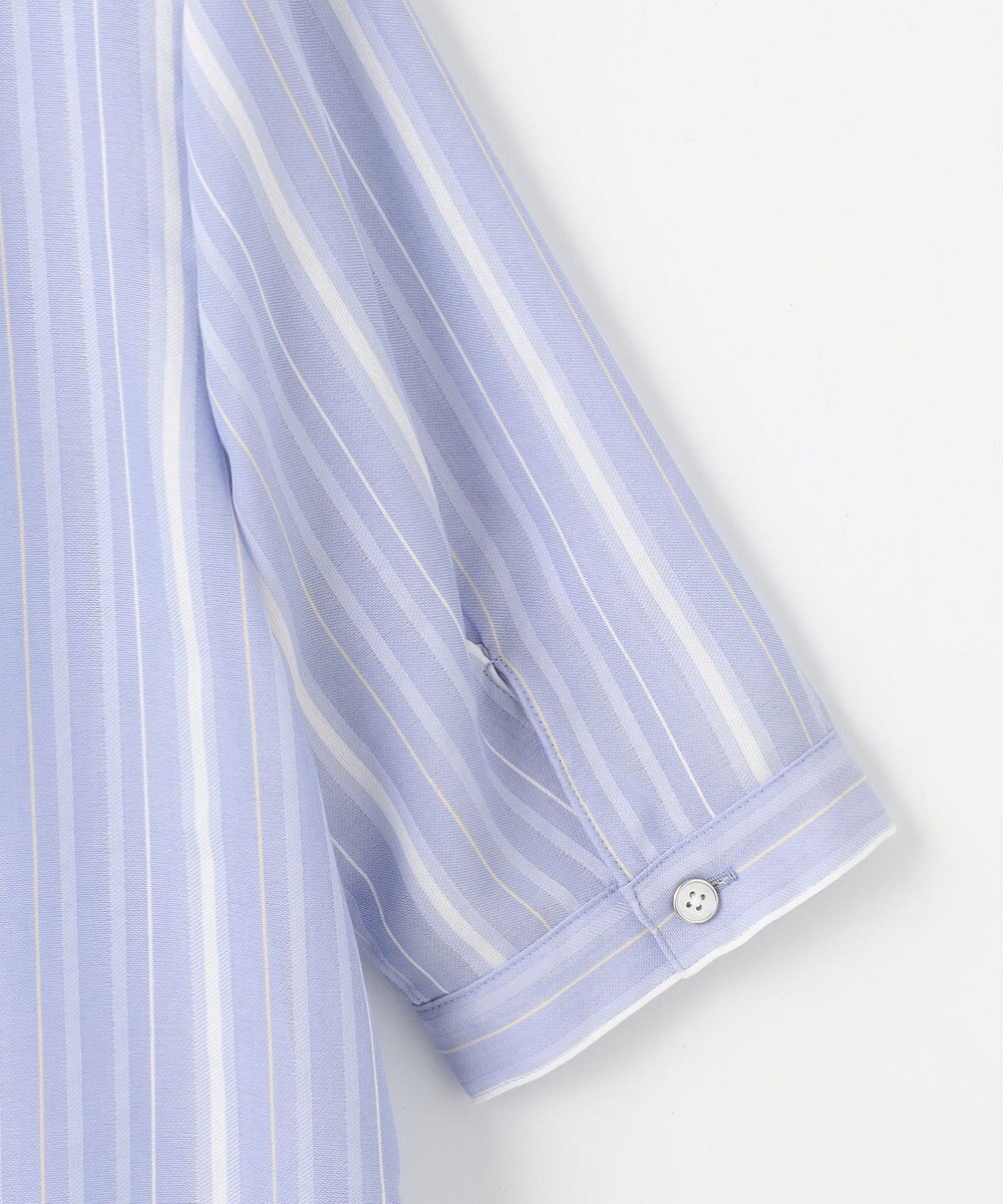 J.PRESS LADIES 【洗える】SHEERストライプ クルーネック ブラウス 