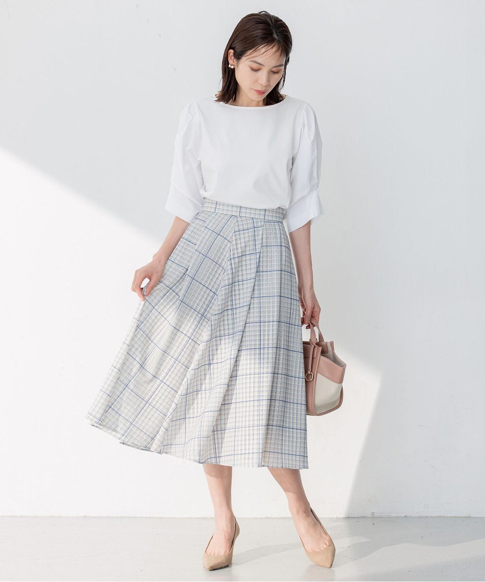 組曲 L 【洗える】プレーティングコンビブロー カットソーブラウス 