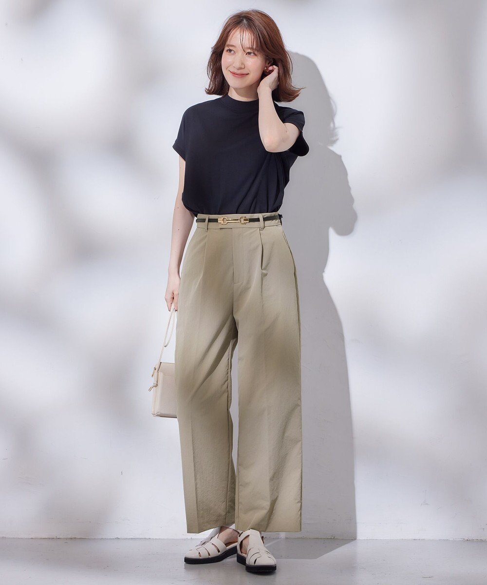 ANY L モックネックフレンチスリーブプルオーバー 