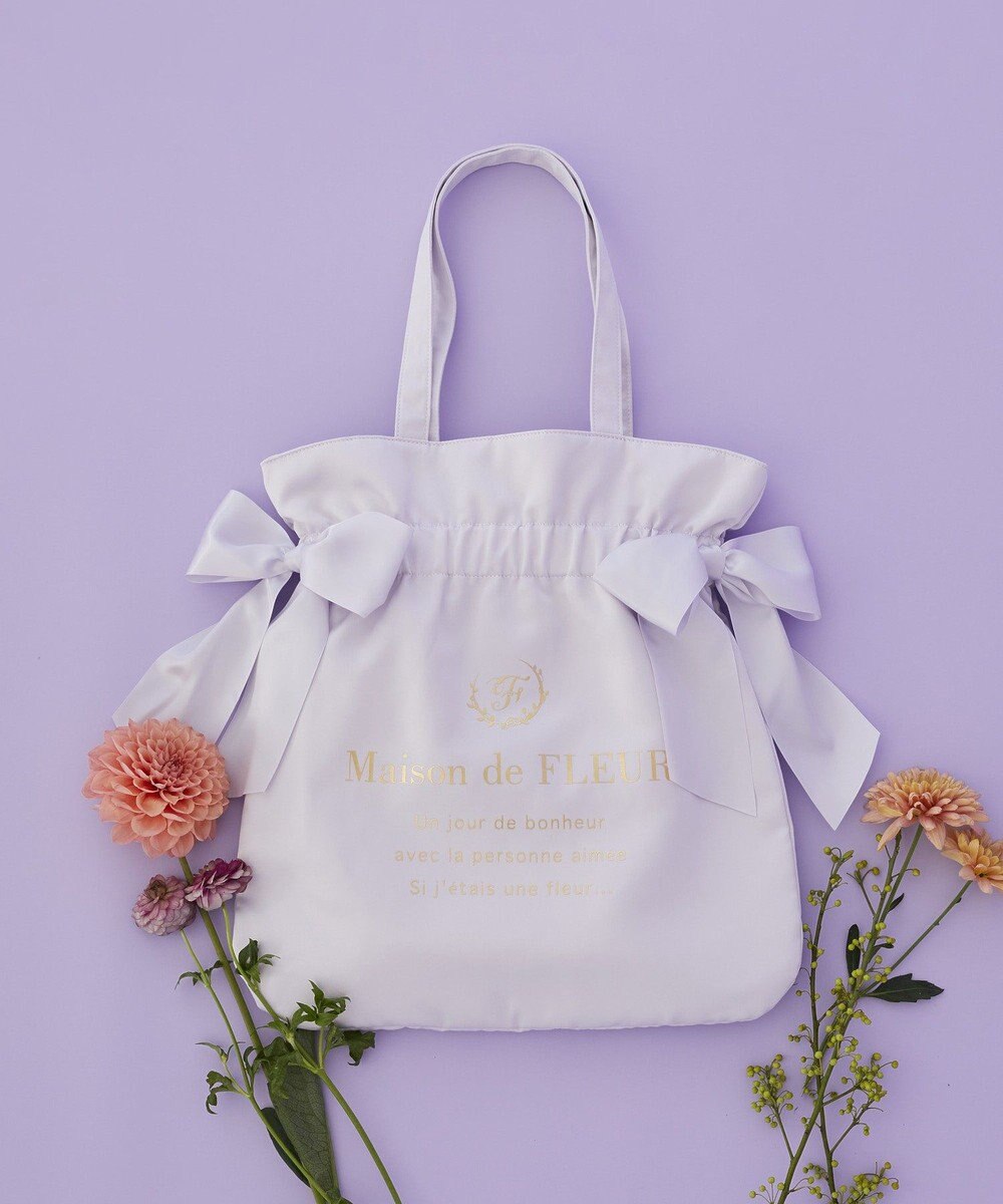 Maison de FLEUR ダブルリボンギャザートートバッグ 