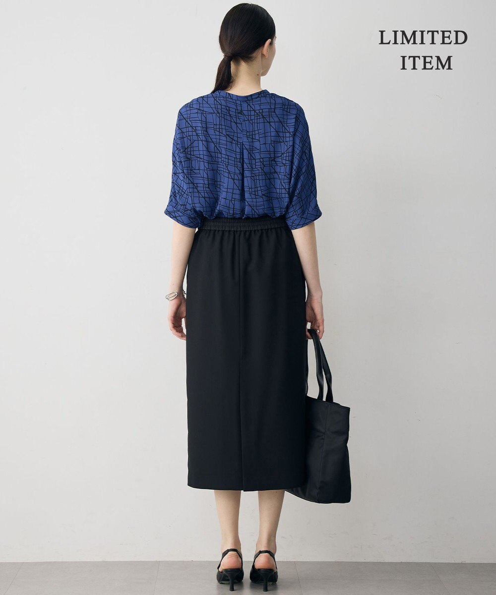 ICB 【新色追加・WEB限定】BackSatinAmunzen 5分袖キーネックブラウス 