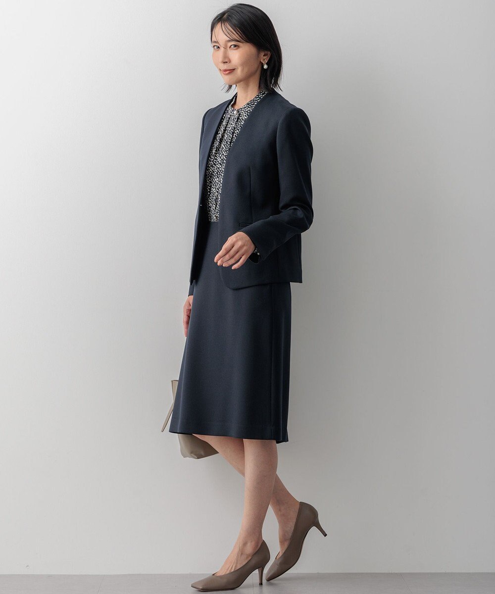 23区 S 【洗える】ウールライクカルゼ ノーカラージャケット 