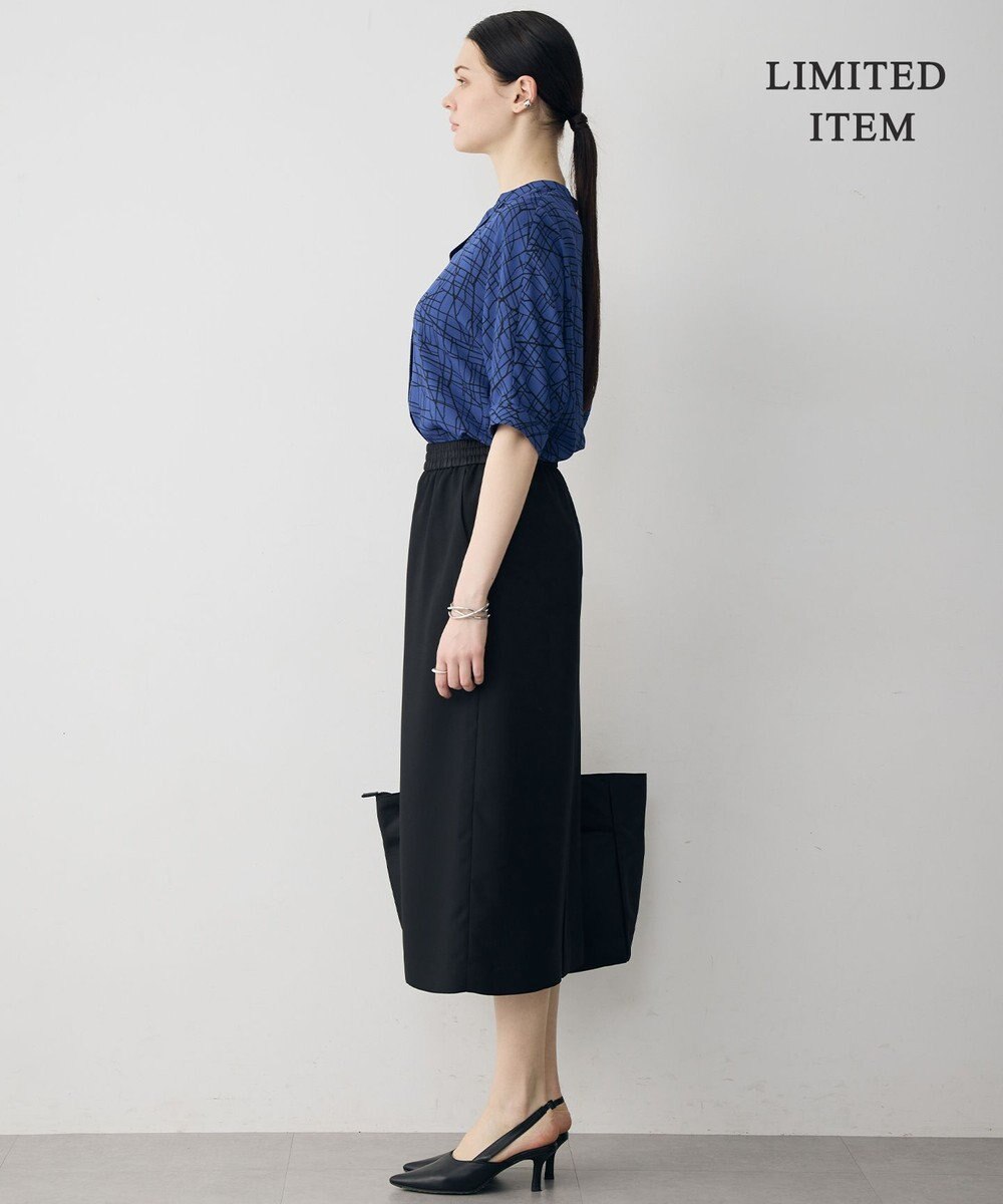 ICB 【新色追加・WEB限定】BackSatinAmunzen 5分袖キーネックブラウス 