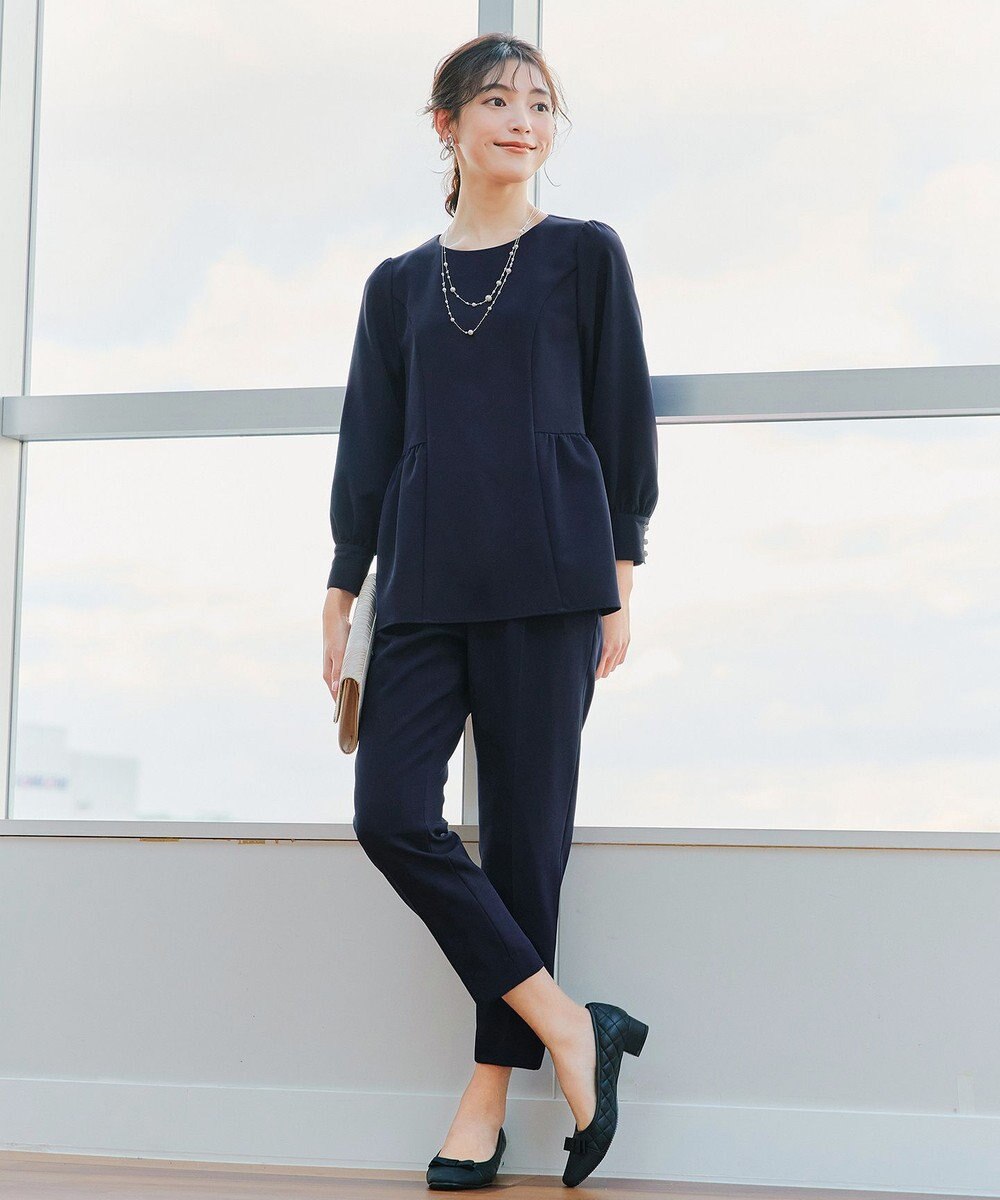 Tiaclasse 【ダブルクロス】パフスリーブペプラムチュニックブラウス 