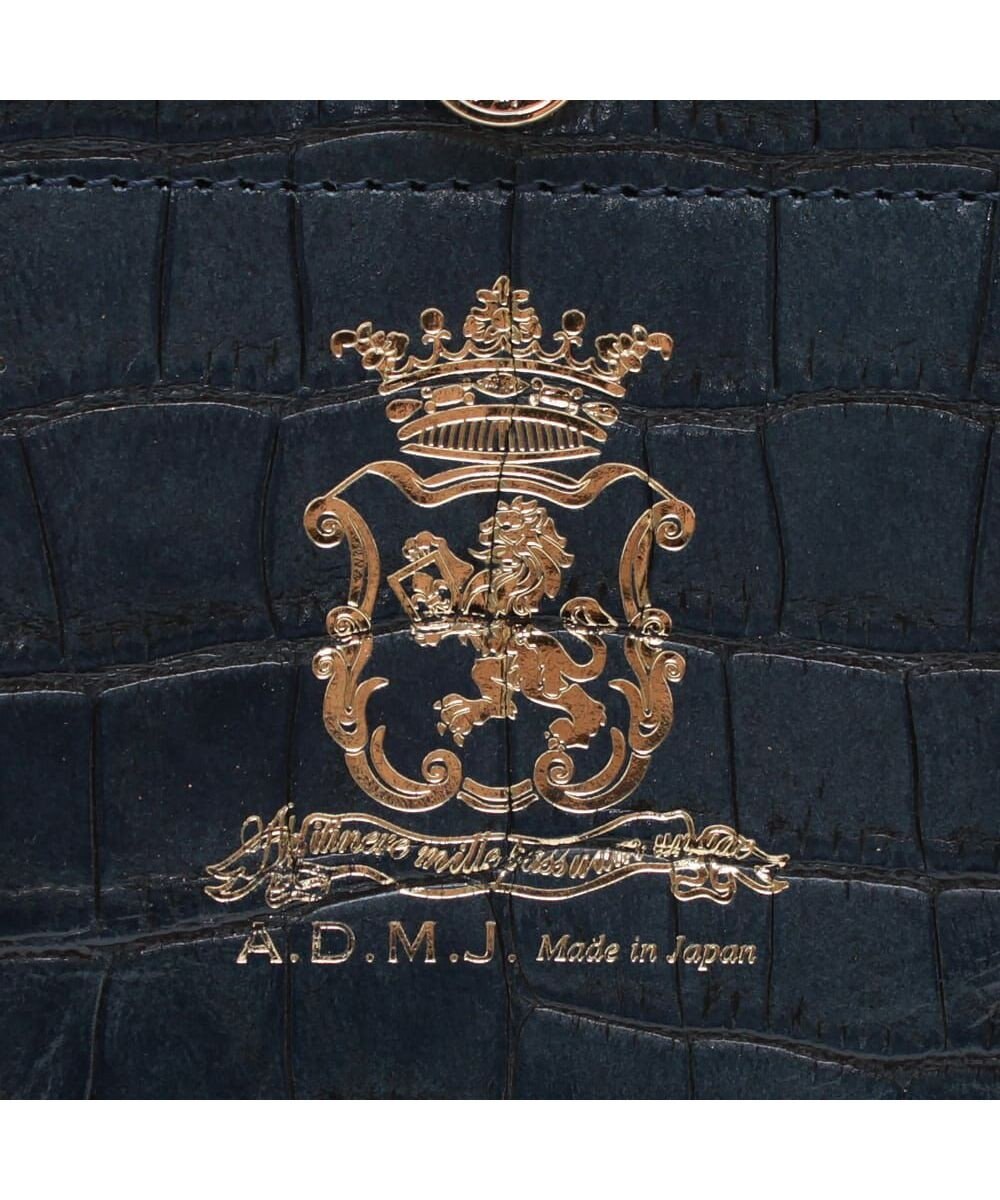 A.D.M.J. 【牛革】クロコ型押しキューブトート21cm(ショルダーストラップ付) 