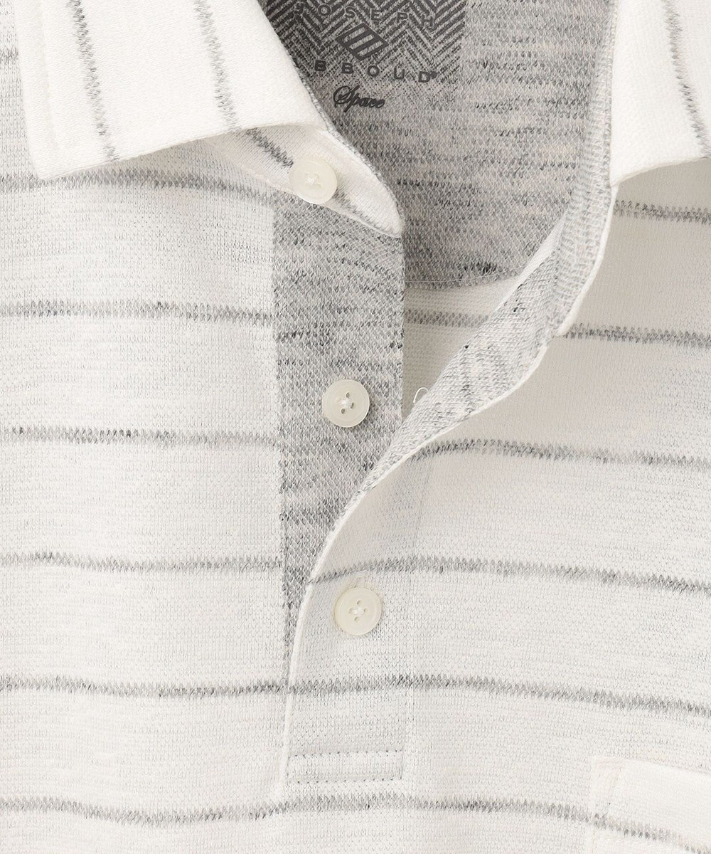 JOSEPH ABBOUD MOUNTAIN 【SPACE／UNISEX】クイックドライ リネンハニカムボーダーポロシャツ 
