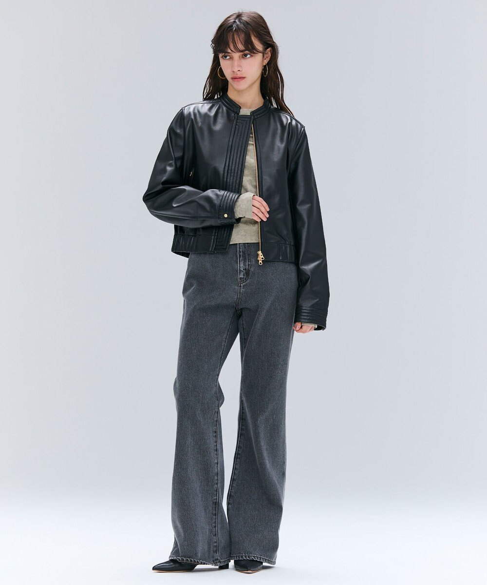 BEIGE， 【andGIRL 秋号掲載】CLYDE / ステッチデザインラムレザーブルゾン 