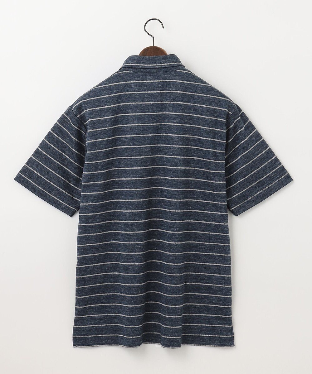 JOSEPH ABBOUD MOUNTAIN 【SPACE／UNISEX】クイックドライ リネンハニカムボーダーポロシャツ 