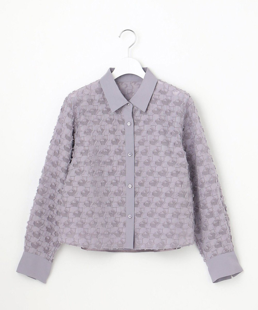 自由区 シアージオメトリックジャカードクロップド丈 ブラウス 