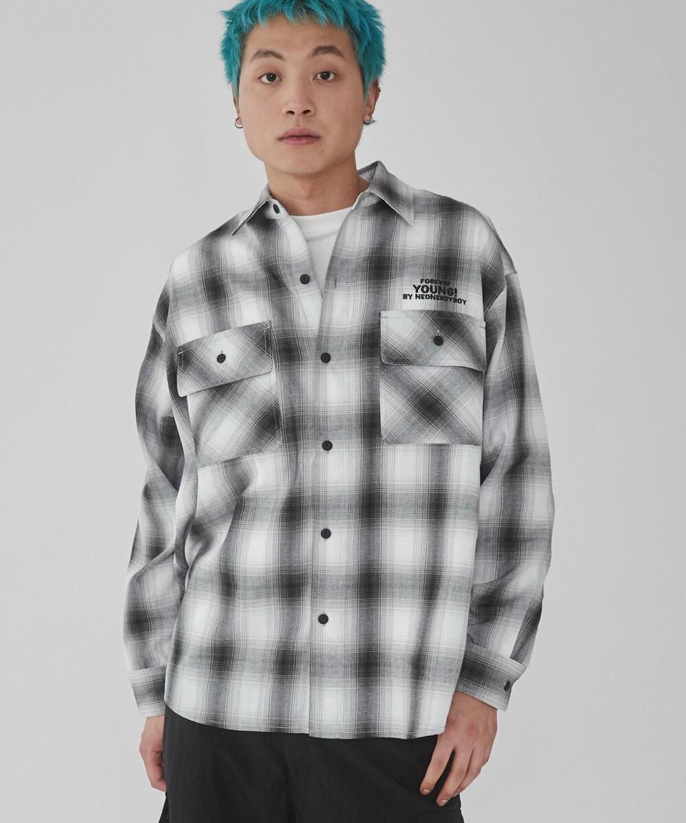 WEGO 【ユニセックス着用ITEM】グラフィックオンブレチェックシャツ（LS） 