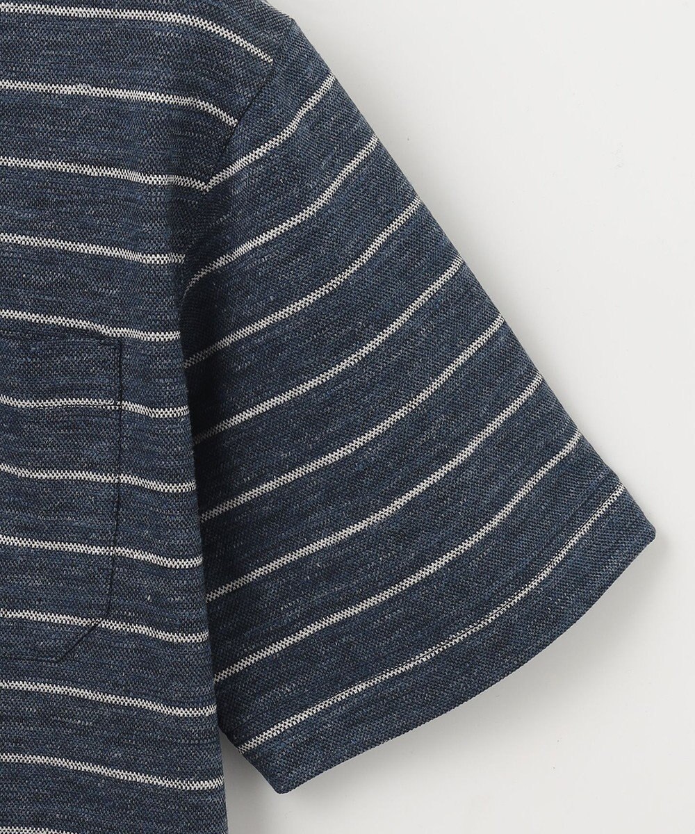 JOSEPH ABBOUD MOUNTAIN 【SPACE／UNISEX】クイックドライ リネンハニカムボーダーポロシャツ 