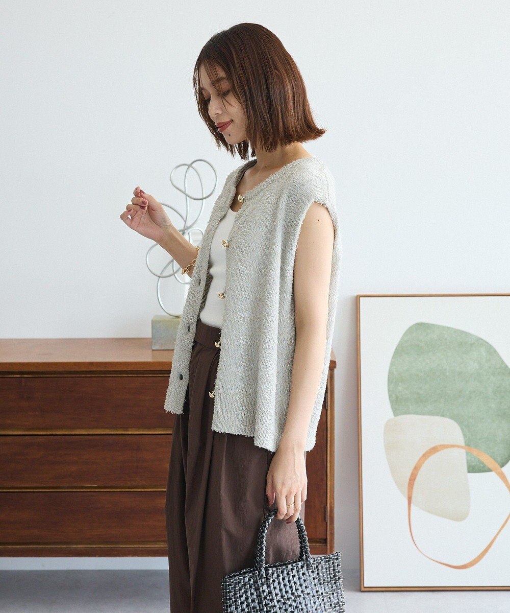 Green Parks ツィード風金釦ニットベスト 