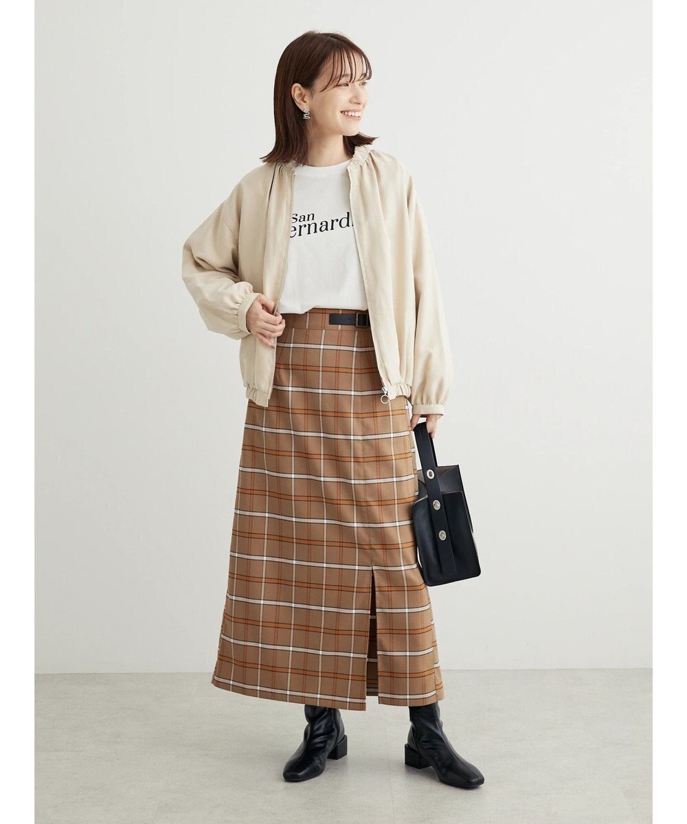 Green Parks ベルトデザインチェックＩラインスカート 