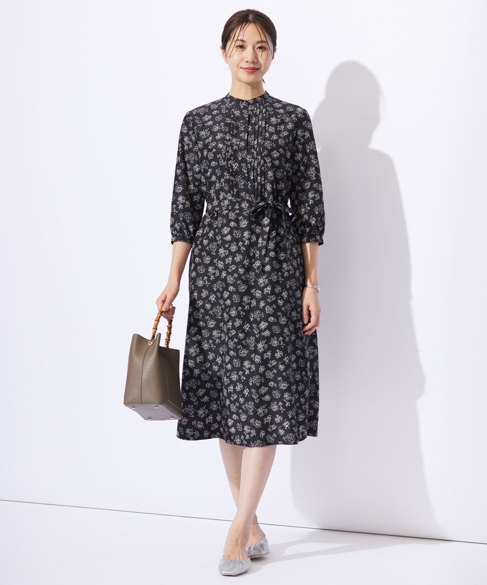 J.PRESS LADIES L 【WEB限定カラーあり・洗える】ラインフラワープリント ワンピース 