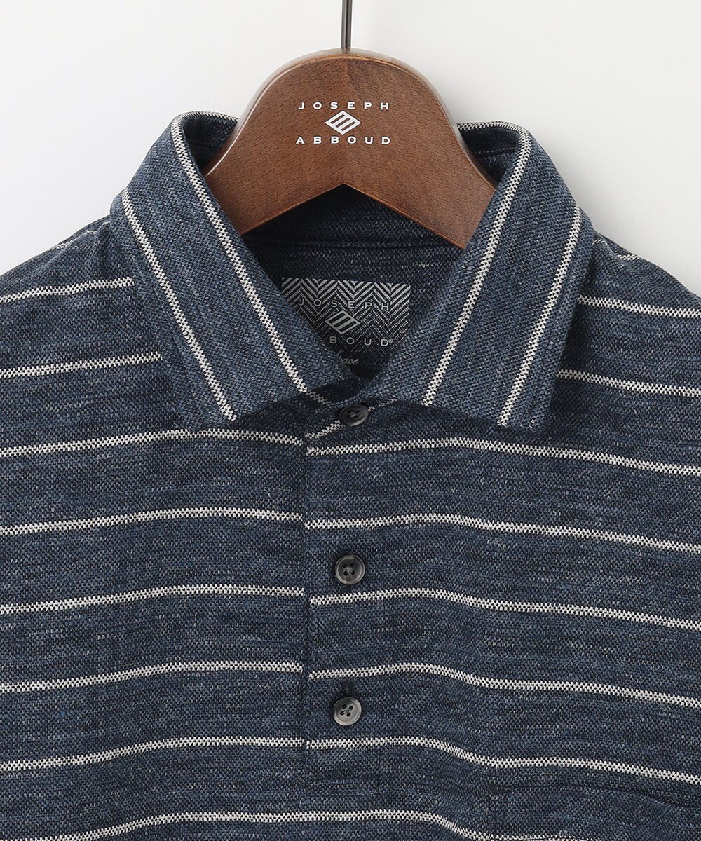 JOSEPH ABBOUD MOUNTAIN 【SPACE／UNISEX】クイックドライ リネンハニカムボーダーポロシャツ 