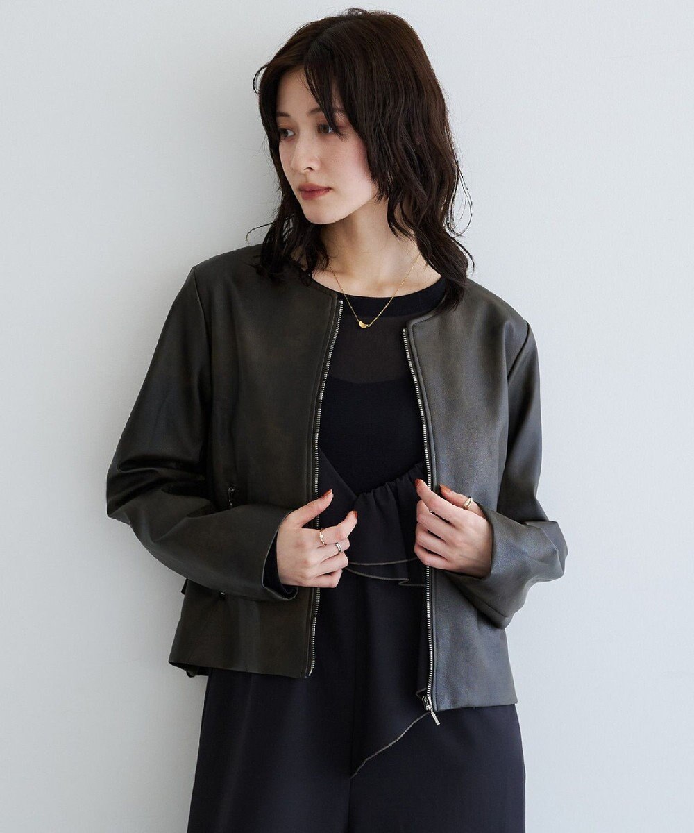 YECCA VECCA バックフリルライダースジャケット 