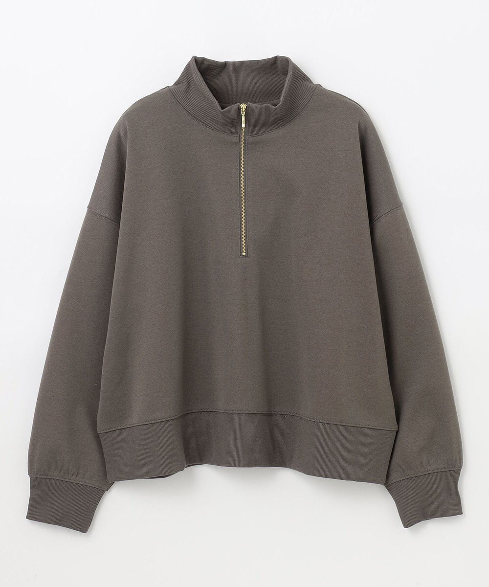 ANY 【洗濯機可】クロップド丈ダンボールハーフジッププルオーバー 