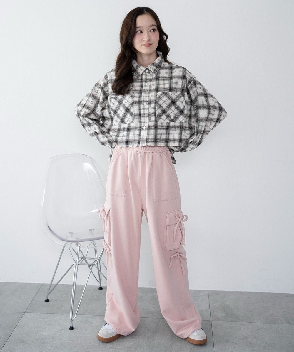 WEGO 【ウエストゴム】リボンカーゴスウェットパンツ 