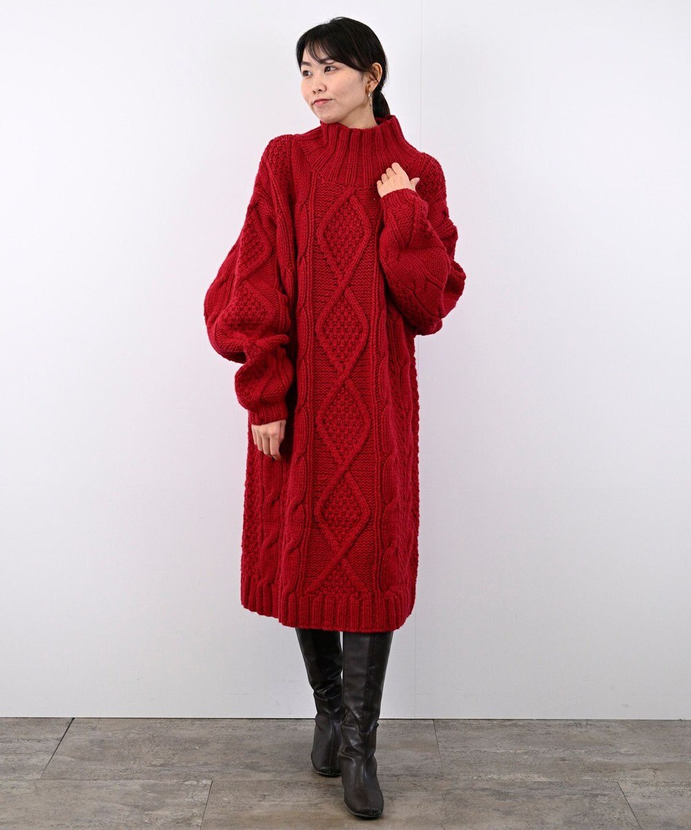 LENO ARAN ONEPIECE　アラン柄ニットワンピース 