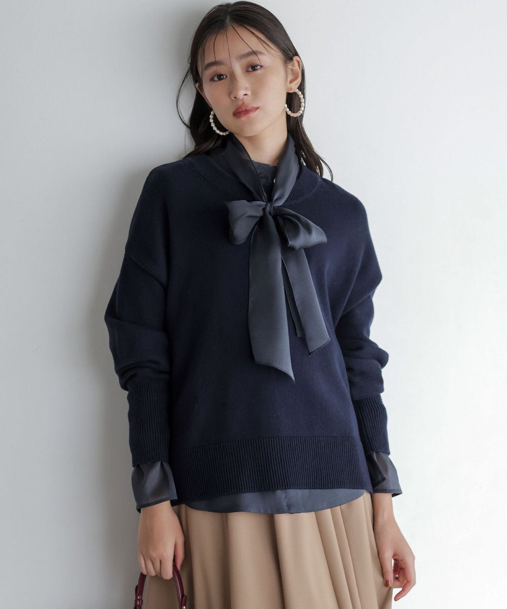 組曲 L コットンカシミヤMIX クルーネックニット 