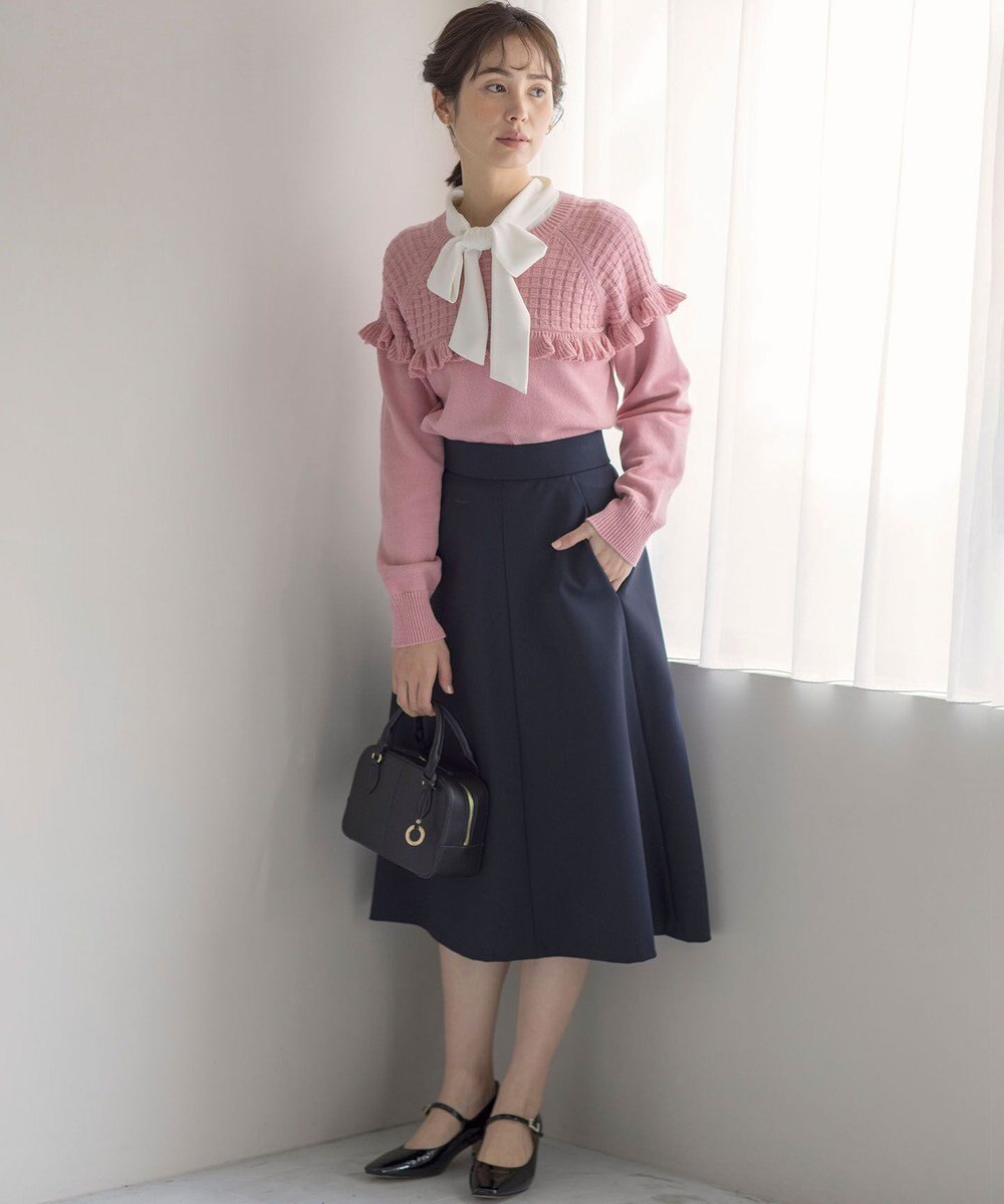 組曲 L 【KUMIKYOKU NAVY】ジョーゼットシフォン2WAY ボウタイブラウス 