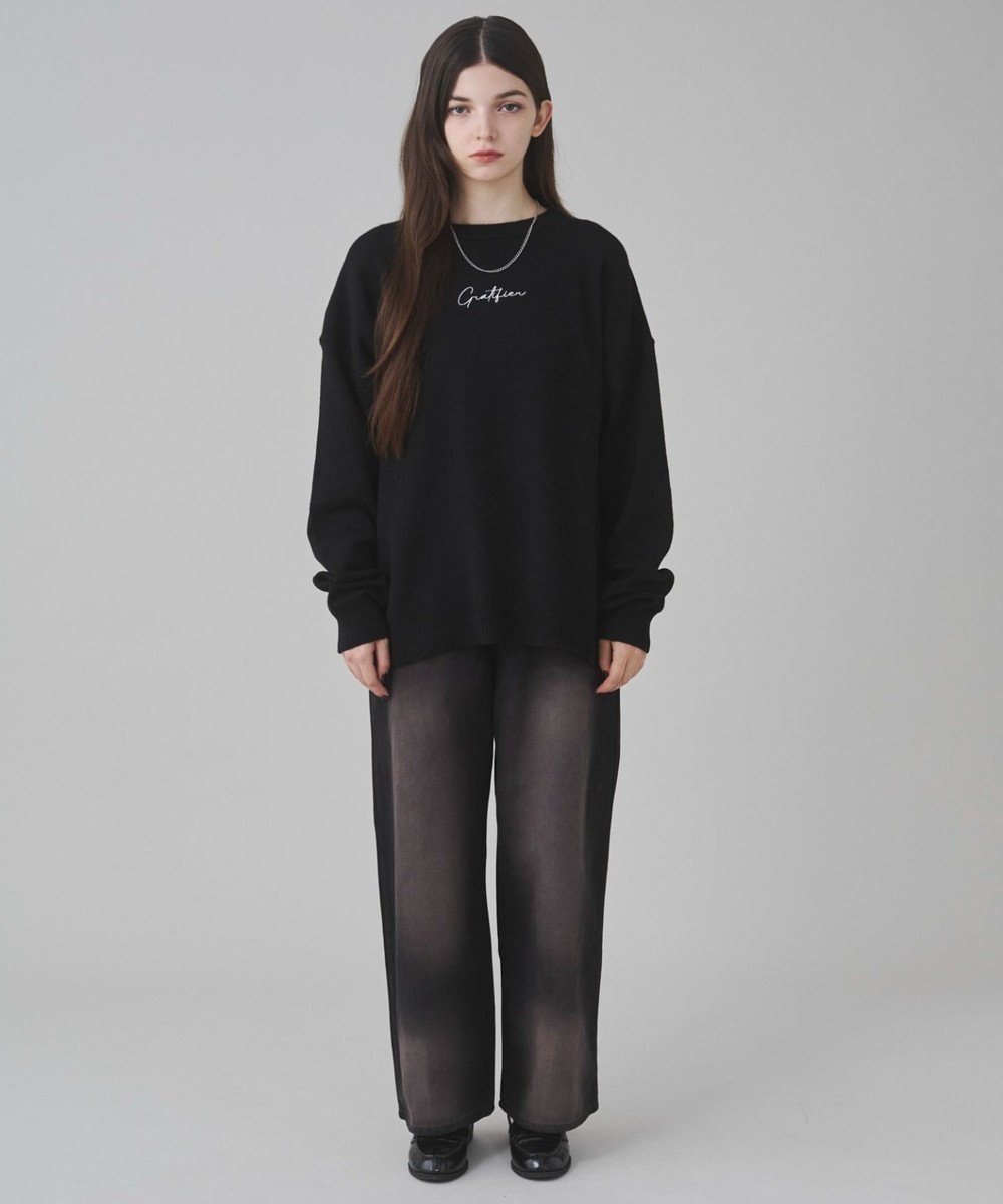 WEGO 【ユニセックス着用ITEM/SMLサイズ展開】アクセ付きワンポイントニットプルオーバー 