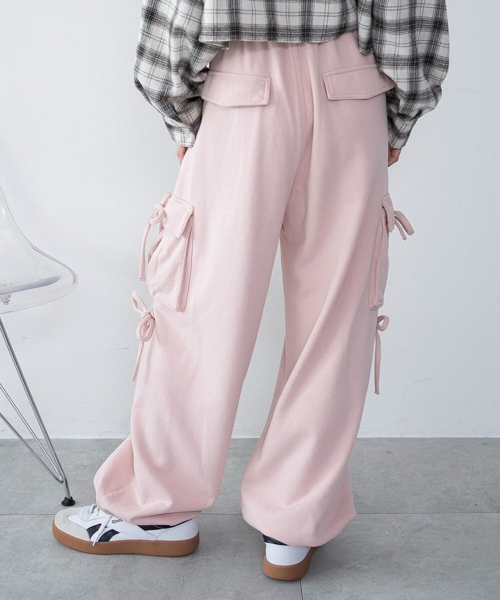 WEGO 【ウエストゴム】リボンカーゴスウェットパンツ 