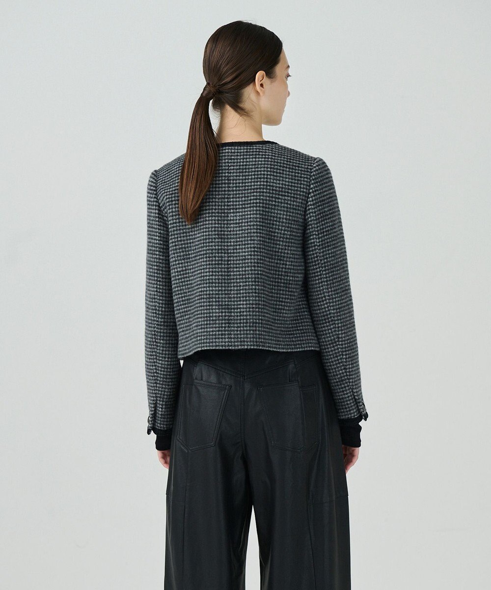 GRACE CONTINENTAL シャギーチェックノーカラージャケット 