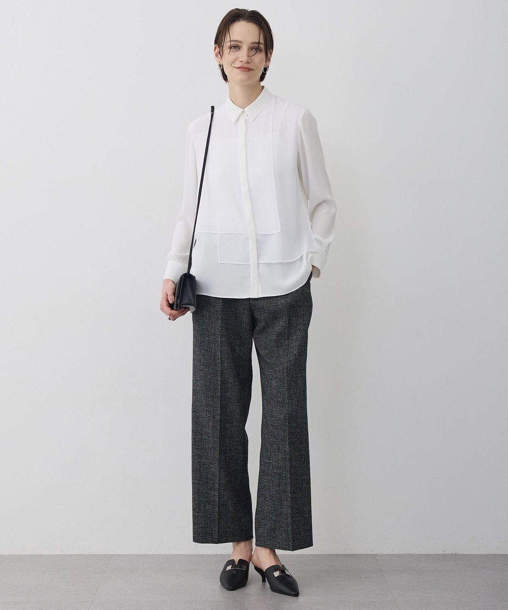 ICB  BackSatinAmunzen  異素材デザイン シャツブラウス 