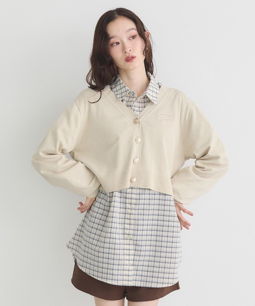 earth music&ecology ロゴ刺繍カーディガン 