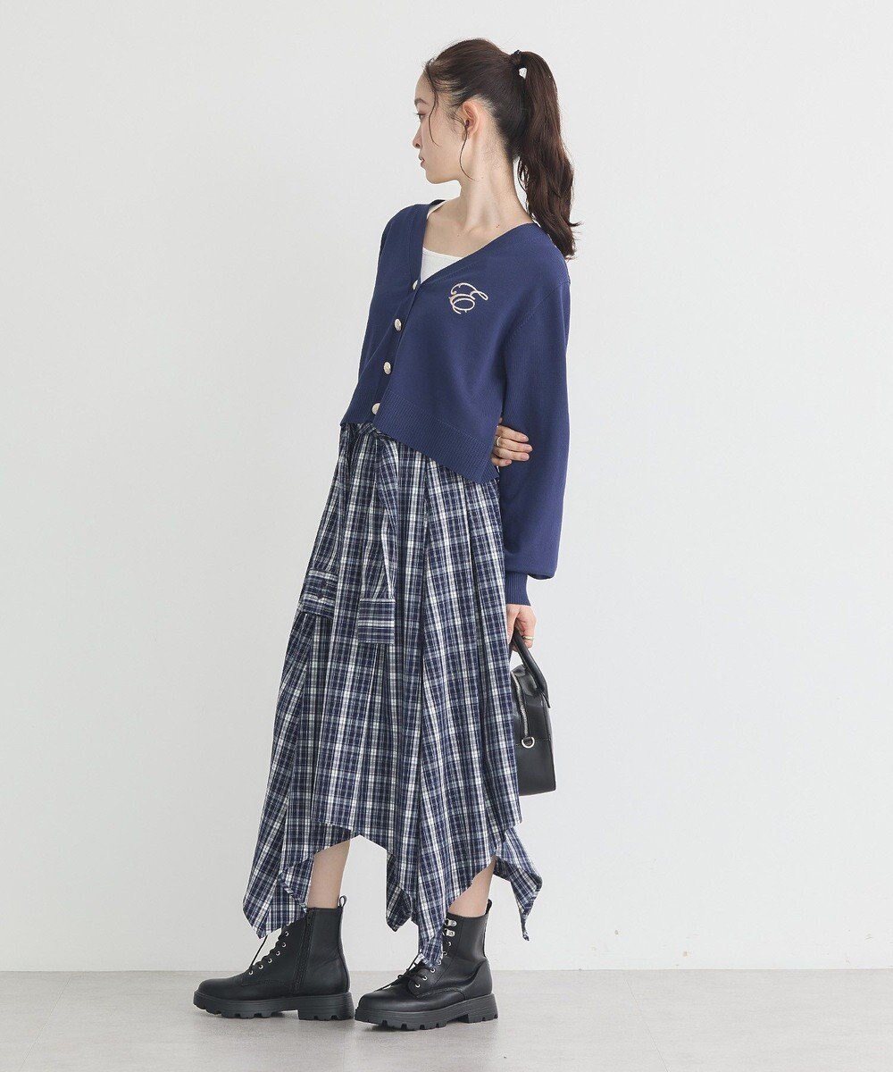 earth music&ecology ロゴ刺繍カーディガン 