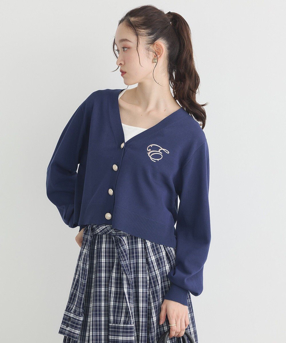 earth music&ecology ロゴ刺繍カーディガン 