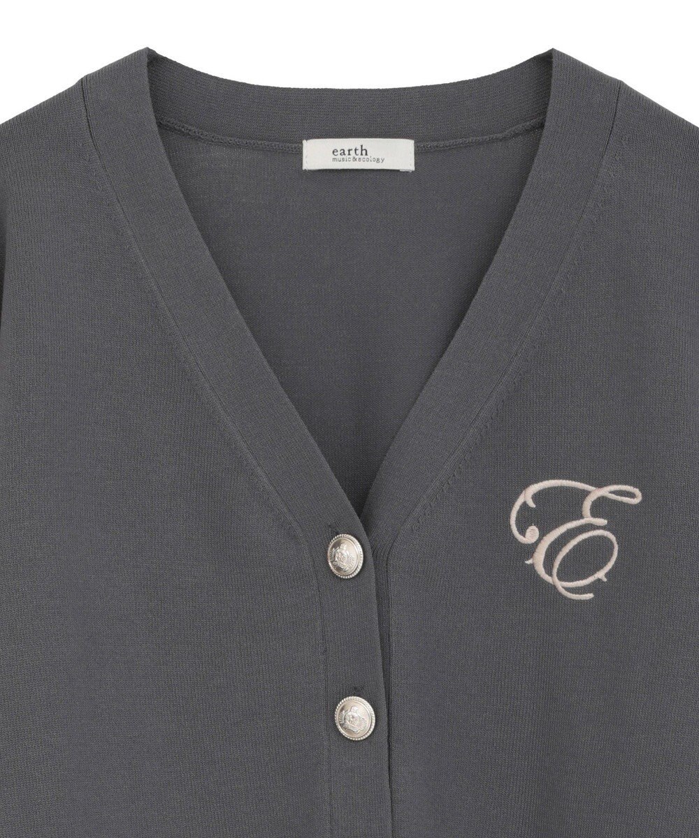 earth music&ecology ロゴ刺繍カーディガン 